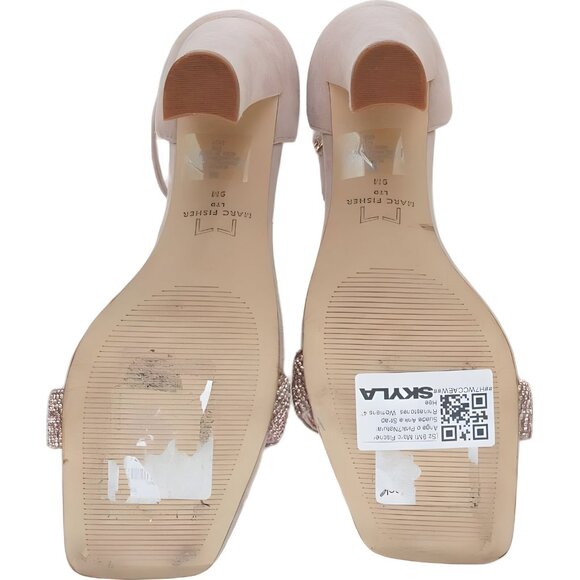 Marc Fischer Suede Ankle Strap Rhinestone Heels Pink Size 9M - Picture 6 of 6